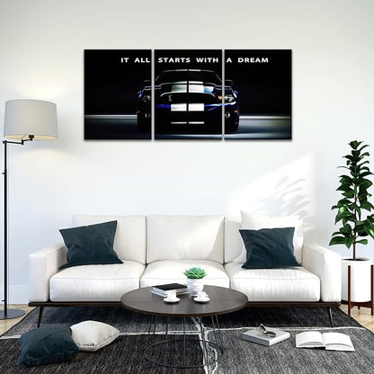 KAWAHONE Motivational Canvas Wall Art - It All Starts with A Dream,Office Inspirational Poster Prints Quotes Wall Decor Gallery-Wrapped Frame Ready to Hang