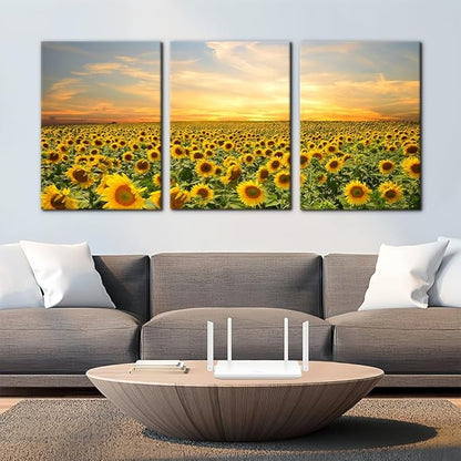 Pacimo Sunflowers Canvas Prints Wall Art Landscape Pictures Painting Prints on Canvas Yellow Flowers Modern Artwork for Living Room Bedroom Home Office Decor Stretch Framed Ready to Hang - 20"x28"x3