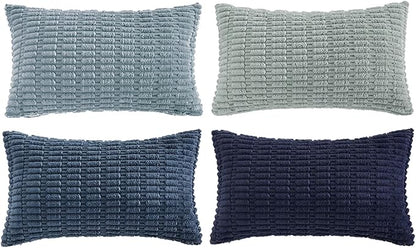 Fancy Homi 4 Packs Decorative Throw Pillow Covers for Living Room Couch Bed, Modern Farmhouse Boho Home Décor Accent Cushion Case, 24" x 16", Blue Series