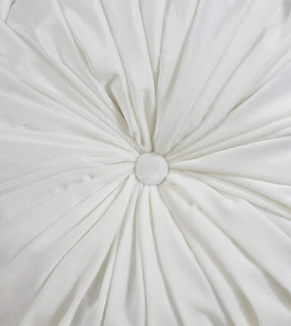 SARO LIFESTYLE Round Velvet Pintucked Poly Filled Throw Pillow (Set of 2)