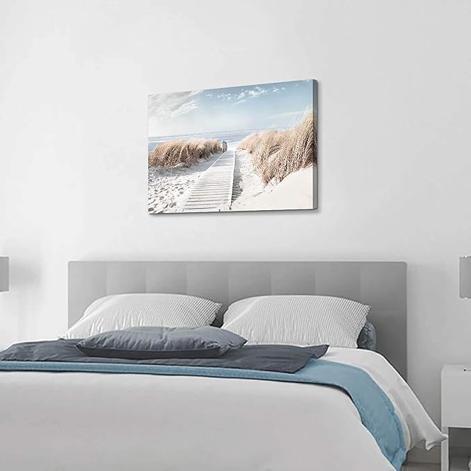 Hardy Gallery Beach Canvas Wall Art Prints: Coastal Seascape Picture Road to Beach Artwork Painting on Canvas for Living Room (36'' x 24'' x 1 Panel)
