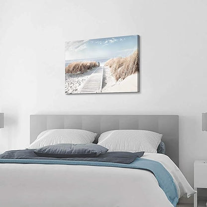 Hardy Gallery Beach Canvas Wall Art Prints: Coastal Seascape Picture Road to Beach Artwork Painting on Canvas for Living Room (36'' x 24'' x 1 Panel)