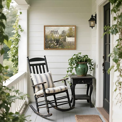 Framed Vintage Wall Art, Cottage Rose Garden Landscape Pictures Wall Decor Paintings, Rustic Spring Farmhouse Canvas Prints Aesthetic Home Decor for Living Room Bedroom Bathroom 12x16 inch