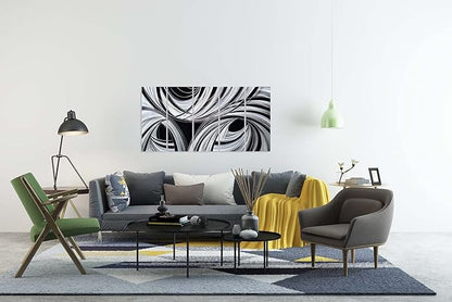 Yihui Arts Black and White Metal Art Wall Decor Hand Crafted Abstract Aluminum Artwork Modern Wall Sculpture Home Accent for Living Room Bedroom Dinning Decor