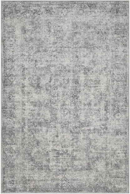 Rugxara 5x7 Area Rugs for Living Room Bedroom, Grey Washable Rug, Neutral Abstract Boho Rug, Non Slip & Low Pile Faux Wool Carpet for Indoor Dining Room and Farmhouse(Grey 5x7ft)