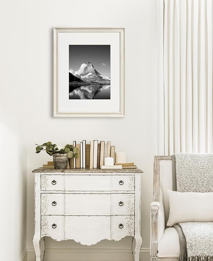 Yaetm 16x20 Picture Frame Matted to 11x14 Set of 4, 1.4" Wide Molding & Rustic White 16x20 Frames for Wall Gallery, Wall Mounting (4 pack, White)