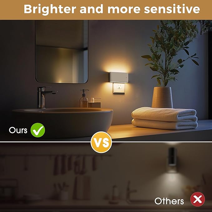 L LOHAS LED Night Light, [4 Pack] Dimmable Modern LED Night Lights Plug into Wall,Dusk to Dawn Sensor Night Lights for Kid, 0-100LM 3000K Soft White Nightlight for Hallway Bedroom Stairway