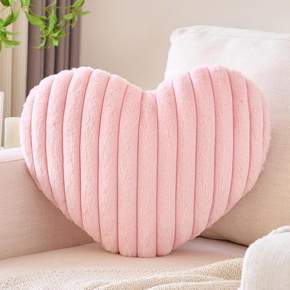 Heart Pillow, Heart Shaped Pillow with Soft Plush for Couch Bed, Decorative Throw Pillows for Bedroom Livingroom, Cozy Heart Pillows Home Decor Pillow Cushion (Pink, Mini 12.9" x 9.8")