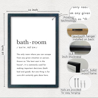 YWMZYKJGS Bathroom Quotes Wall Decor 16"×11" for Toile Restroom Rules Sign Funny black and white Restroom Quotes Modren Bathroom Wall Hanging Art (Black)