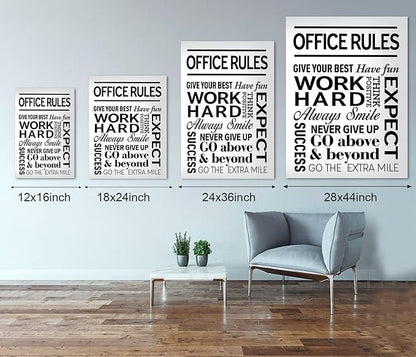 Yatsen Bridge Inspirational Wall Art - Office Rules Canvas Print Motivational Quote Wall Decor Positive Poster for Home Workplace Gym, Framed & Ready to Hang 12x16 in
