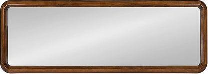 Kate and Laurel Pao Mid-Century Panel Wood Framed Wall Mirror, 16 x 48, Walnut Brown, Modern Full Length Mirror for Wall