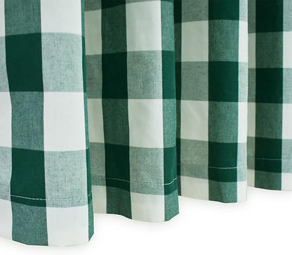 3 Pieces Tier Curtains and Valance Set Buffalo Check Kitchen Tiers Plaid Gingham Grommet Top Classic Short Small Cafe Curtains Country Farmhouse Cafe Bathroom 54"x18"/32"x36" Dark Green & White