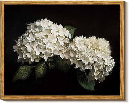 InSimSea Framed Canvas Prints Art Vintage Decor, Flower Moody Hydrangea Still Life Painting Room Decor Aesthetic, Farmhouse Art, Botanical Floral Wall Pictures for Bedroom Kitchen Shelf, 8x10inch