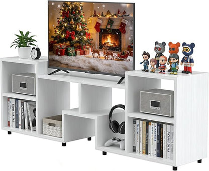 Lightdot 65 inch TV Stand, ModernEntertainment Center with Storage Open Shelf Large Capacity for Collection, Mid Century Media TV Consoles for Living Room/Bedroom/Sofa Cabinet, Easy Assembly - White