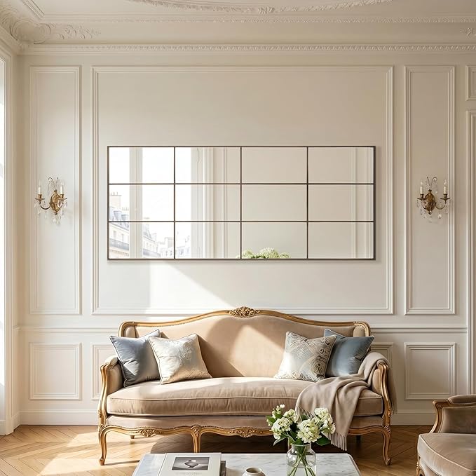 Anpark Windowpane Mirrors Full Length 65"x24" Wall Mounted Bronze Art Pane Mirror Farmhouse Decorative Floor Mirrors Leaning Hanging Wall Mirror for Bedroom Living Room Entrance
