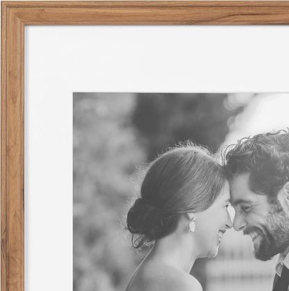 Kate and Laurel Adlynn Rectangle Picture Frame Set of 4; 11 x 14 matted to 8 x 10; Brown; Transitional Four-Piece Frame Set for Gallery Wall Frame Set in Living Room Wall Decor