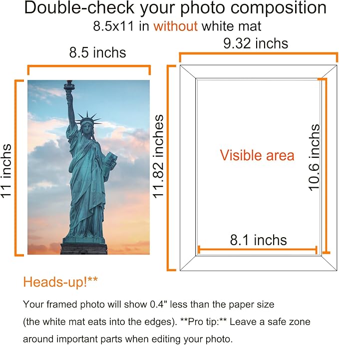 SESEAT 8.5x11 Picture Frame Set of 10, Display Pictures 8.5x11 Prints Without Mat, Tabletop or Wall Mounting, Black
