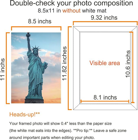 SESEAT 8.5x11 Picture Frame Set of 10, Display Pictures 8.5x11 Prints Without Mat, Tabletop or Wall Mounting, Black