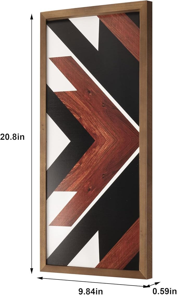 flangairy Southwestern Aztec Wall Decor Native American Wood Wall Art Boho Framed Navajo Tribal Western Modern Boho For Home Living Room Bedroom Bohemian Geometric Frames Hanging Decorations