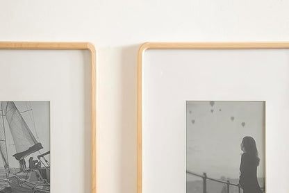 Kate and Laurel Inglewood Modern Wall Picture Frame Set of 3; 16x20 matted to 8x10; Natural Wood; Three-Piece Frame Set for Gallery Wall Accent Set in Living Room Decor