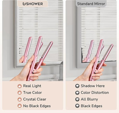 USHOWER Brushed Nickel Bathroom Mirrors for Over Sink 22x30 Inch, Metal Framed Rectangle Vanity Mirror for Wall, Bedroom, Living Room, Entryway, Anti-Rust, HD Tempered Glass, Horizontal/Vertical