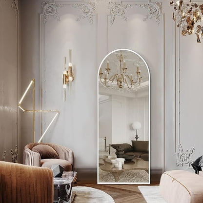 White 48"x16" Arched Full Length Mirror, Large Bathroom Wall Mirror Metal Aluminum Frame Modern Simple Home Decor for Living Room Bedroom Cloakroom