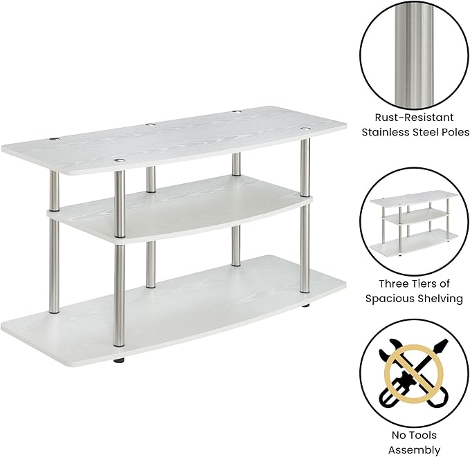 Convenience Concepts Designs2Go 3-Tier Wide TV Stand, White