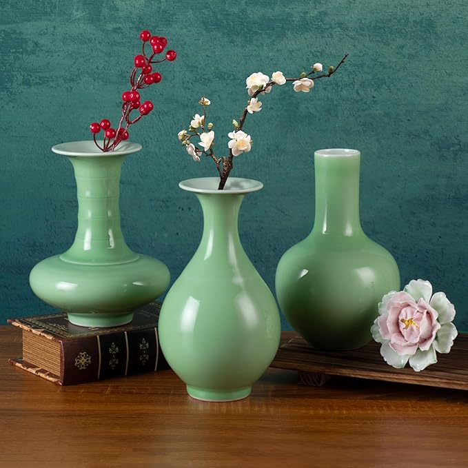 KAMMAK Colored Ceramic Vase, Beautiful Hand-Painted Decorative Vase, Modern Art Porcelain Vase for Flower Mantle Dining Table Centerpiece, Entryway Living Room Wedding Decoration, SS003