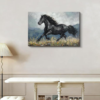 DRLWGTY Farmhouse Rustic Horse Canvas Wall Art, Rustic Animal Picture Prints, Vintage Wall Decor for Living Room Bedroom Kitchen Bathroom Office