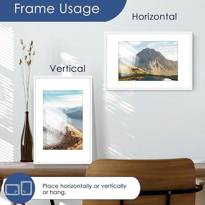 PEALSN 11x17 Picture Frame Set of 6, Display Pictures 8x12 with Mat or 11 x 17 without Mat for Wall Mounting Display, Photo Frames Collage for Wall Decor, White