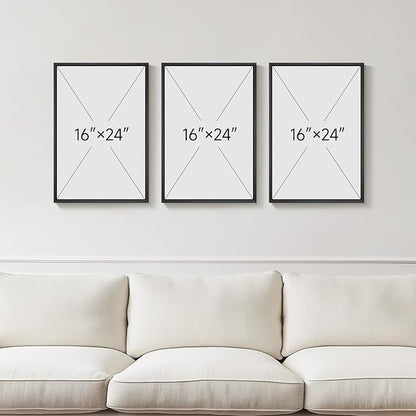 3D Textured Framed Blue and White Abstract Wall Art, 3 Piece Modern Artwork for Walls, Minimalist Navy Blue Geometric Wall Paintings for Living Room, Bedroom, Dining Room, Office Wall Decor 16x24 In