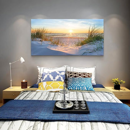 Wapluam Wall Decorations For Living Room Canvas Wall Decor For Bedroom Modern Fashion Office Wall Art Ocean Beach Wall Painting Blue Sea Landscape Pictures Artwork Canvas Prints Home Decor mural