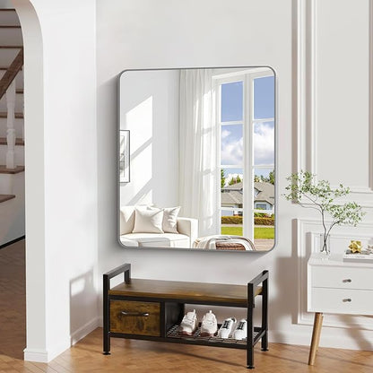 DESBING 40" x 36"Bathroom Mirror, Silver Wall Mirror with Metal Frame, Decorative Rectangular Vanity Mirror for Bedroom Bathroom Living Room Entryway (Horizontal/Vertical)