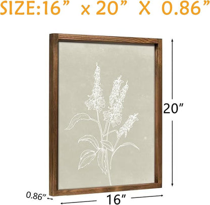 Heiple Framed Boho Wall Art Set of 4 Wooden Wall Art for Rustic Vintage Farmhouse Home Living Room Bedroom Bathroom Kitchen Wall Decor (Brown, 16"x20")