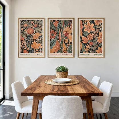 ANHUIB Floral Wall Art 16x24 Inch Large Vintage Botanical Wall Decor Retro Floral Blossom Paintings Modern Plant Art Prints Set of 3 for Living Room Bedroom Office