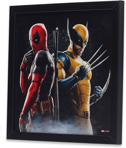 Marvel Deadpool and Wolverine Back to Back Framed Wood Wall Decor - Striking Deadpool Wall Art for Home
