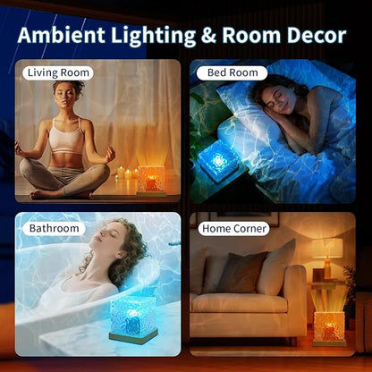 Ocean Wave Projector Light, Luminorth Cube 16-Color Dynamic Water Ripple Mood Light with Northern Aurora Projection for Ceiling, Dimmable Ambient Night Light, Romantic Bedroom Decor and for Teens