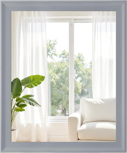 Bathroom Mirror 30x36 Inch, Grey Framed Rectangle Mirrors with Tempered Glass for Bathroom,Living Room or Entryway
