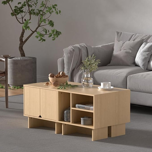 Lab Cosi Modular TV Stand for 100-Inch TV,Modern 4pcs Storage Sideboards,Bookcase,End Table,Nightstand,Buffet Cabinets,Coffee Table for Living Room,Dining Room,Bedroom, Natural