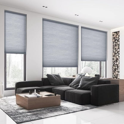 LazBlinds Cordless Cellular Shades, Light Filtering Room Darkening Custom Cut to Size Honeycomb Shades Thermal Insulation Noise Reduction Blinds for Windows, Dark Grey
