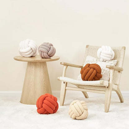 Petrella Knot Pillow Ball Round Throw Pillows Home Decor Cushion Decorative Aesthetic Throw Pillows，Lambswool Beige 8inch