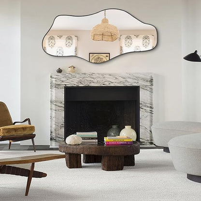 Large Irregular Mirror, 63"x30" Asymmetrical ﻿Tempered Glass Mirrors Full Length, Organic Frameless Wall Mirrors for Living Room Bedroom Entryway Hallway, Hangs Vertically or Horizontally