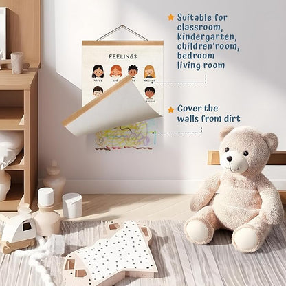 Feelings Chart & Emotional Learning Poster, Hanging Linen Canvas Wall Art with Solid Wood Frame, Montessori Social Skills Poster for Kids, Home & Classroom Decor – 2Piece Set 12x16 Inches (Feelings)