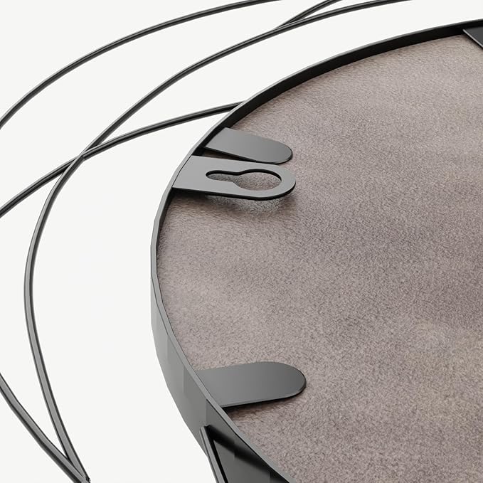 ironsmithn Round Wall Mirror, Black Metal Frame Mirror with Orbital Design, Rounded Hanging Mirrors Decorative, Circle Mirrors for Bathroom Vanity Living Room Bedroom, 26.8" x26.8"