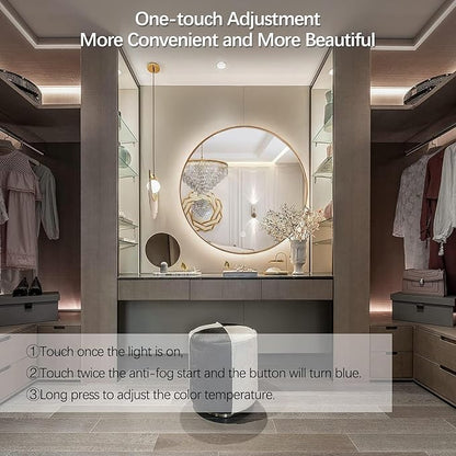Niccy 30" LED Backlit Round Mirror for Bathroom, Gold Framed Vanity Light Wall Mirror, LED Smart Circle Mirrors with 3 Lighting Colors, Round Lighted Mirror with Anti-Fog, IP65 Waterproof
