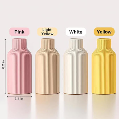 Mfacoy Ceramic Flower Vase, Minimalist Decor, Modern Home Decorative Vase, 8 in Small Pampas Grass Vases For Kitchen, Bedroom, Office, Living Room, Bathroom, Shelf Centerpiece Table Decorations (Pink)