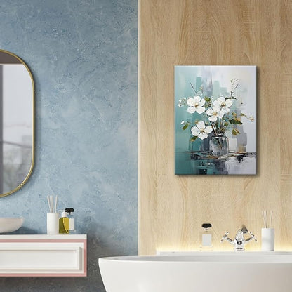daktenn Floral Canvas Wall Art Green Bathroom Wall Art Pictures Wall Decor Home Decor Wall Decor for Bedroom Livingroom 12x16 Inches