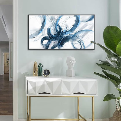 AJAZIKO Blue Wall Art Abstract Wall Decor Pictures for Living Room Wall Decoration Print Pictures Canvas Framed Artwork Paintings for Office Above Bed Wall Decor 20×40IN