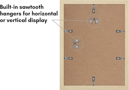 Americanflat 9x12 Picture Frame with Polished Plexiglass - Set of 5 - Use as 6x8 Frame with Mat or Display 9x12 Photo Without Mat - Galleria Collection - Picture Frames for Wall Display - Natural Oak