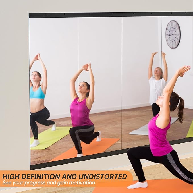 Hasipu Home Gym Mirror, 2 Pcs 63 x 28 Inches Each, Tempered Glass Wall Mounted Frameless Workout Mirrors, Ideal for Gym, Yoga, Garage, Dance Studio, Living Room, Bedroom, Bathroom Walnut Rectangular